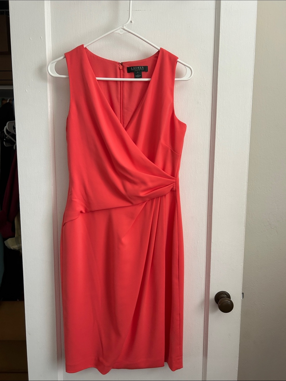 Lauren Ralph Lauren Coral Faux-Wrap Sheath Dress